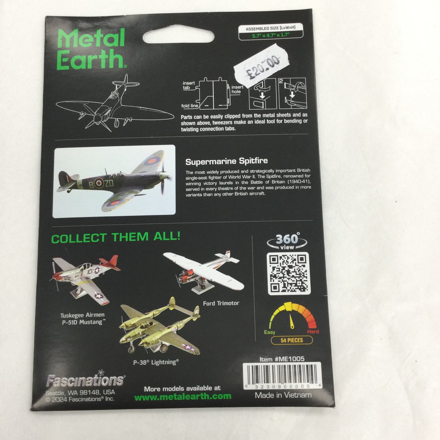3D Metal Earth Model Kit: Supermarine Spitfire