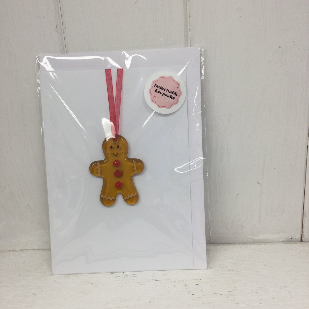 Gingerbread Man Fused Glass Christmas Card/Hanging