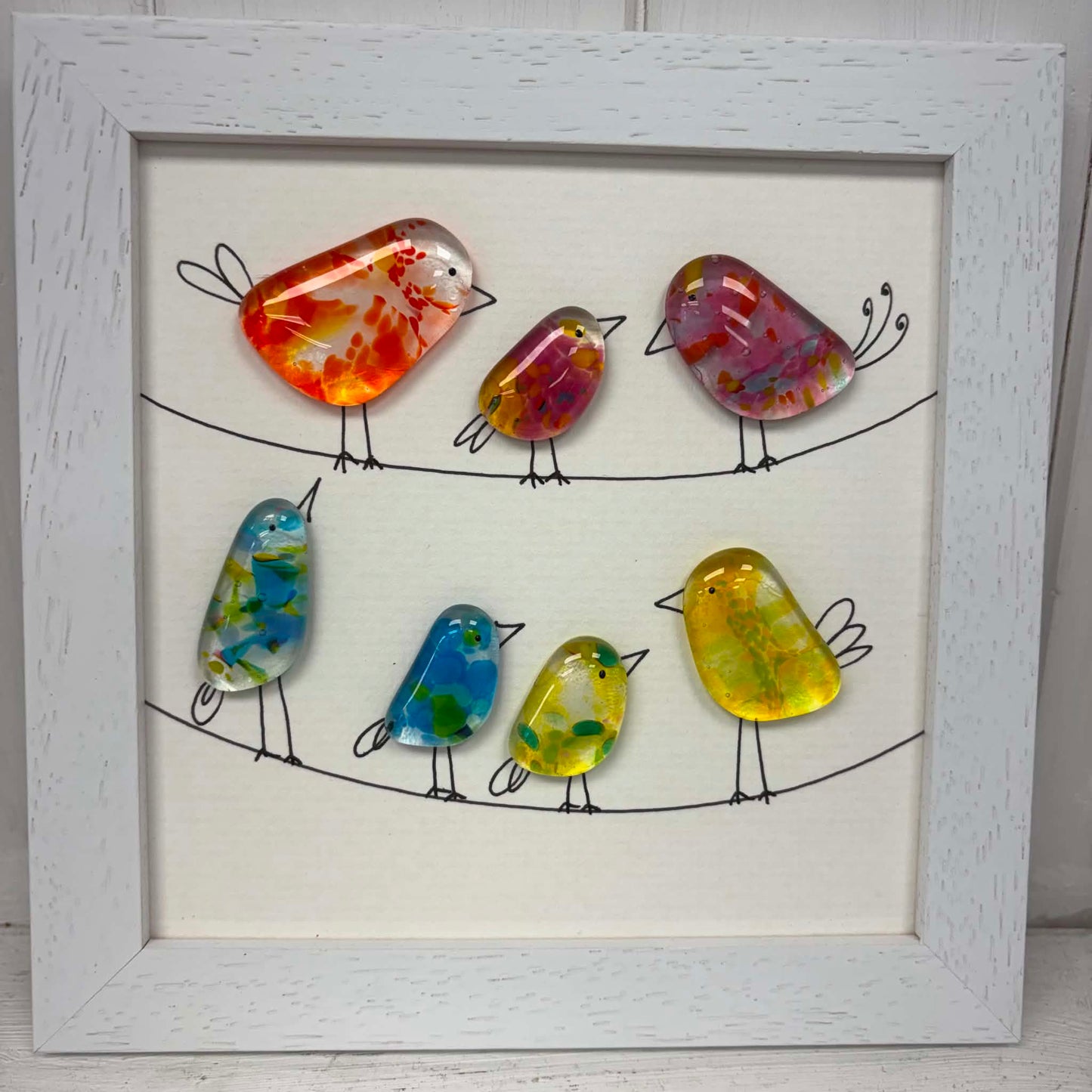Fused Glass Art: BIRDS 0N A LINE
