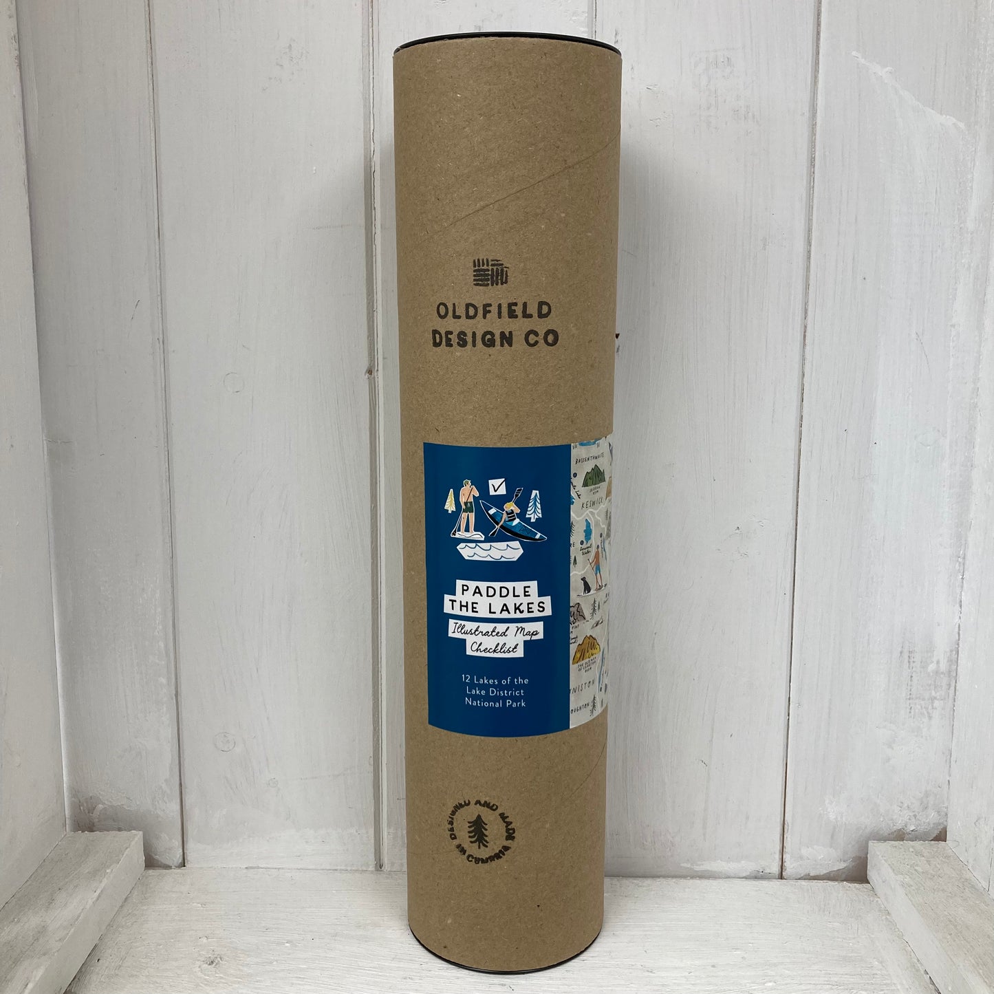 Paddle the Lakes A3 Map Checklist with wooden frame