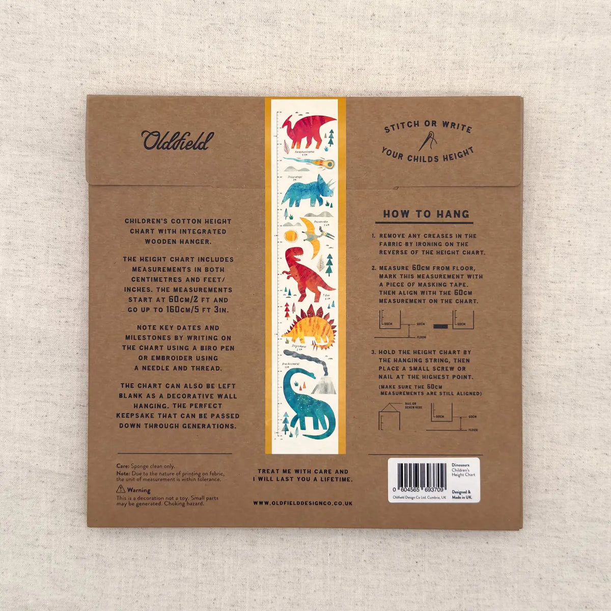Dinosaur Children's Fabric Height Chart