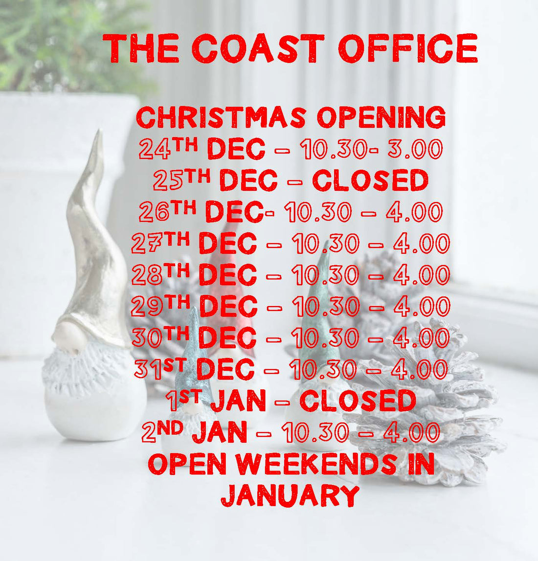 Christmas and New Year Opening