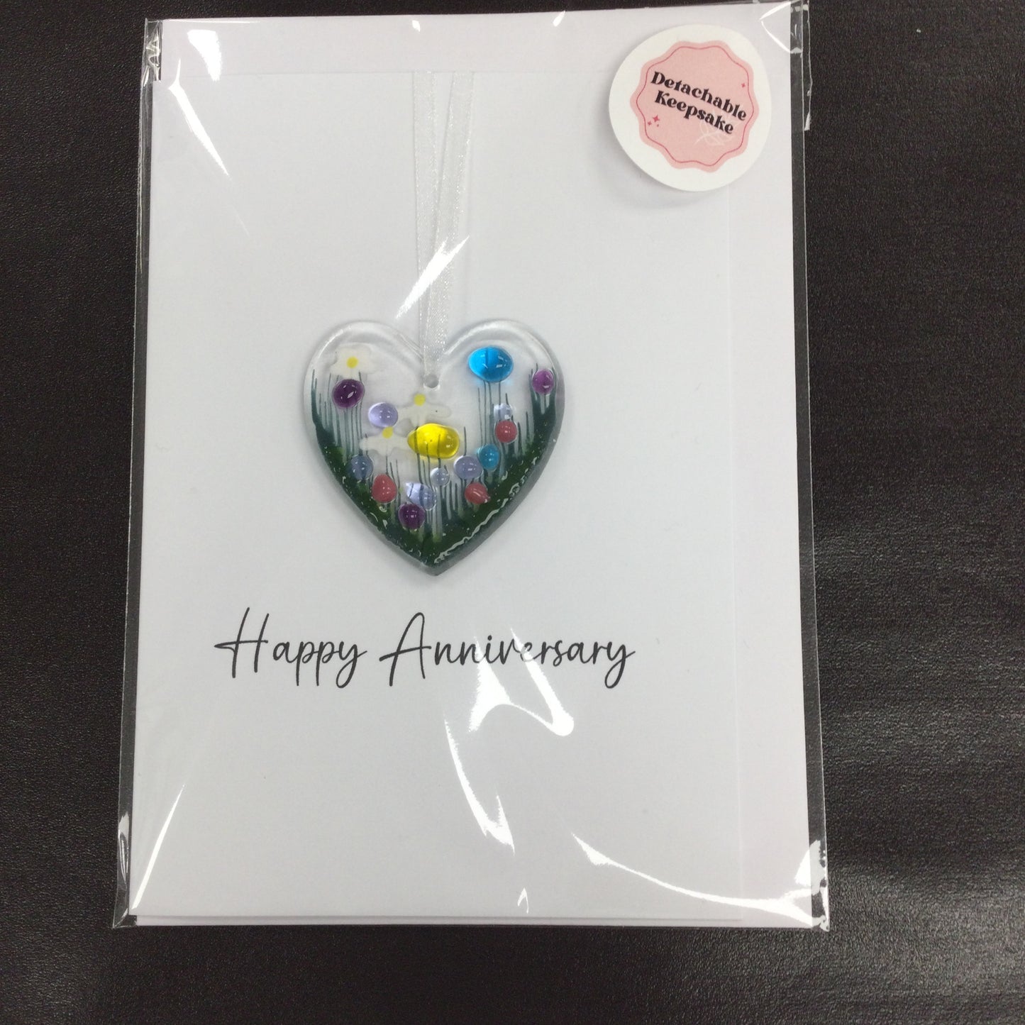 Pam Peters: Fused Glass Heart Hanging Anniversary Cards