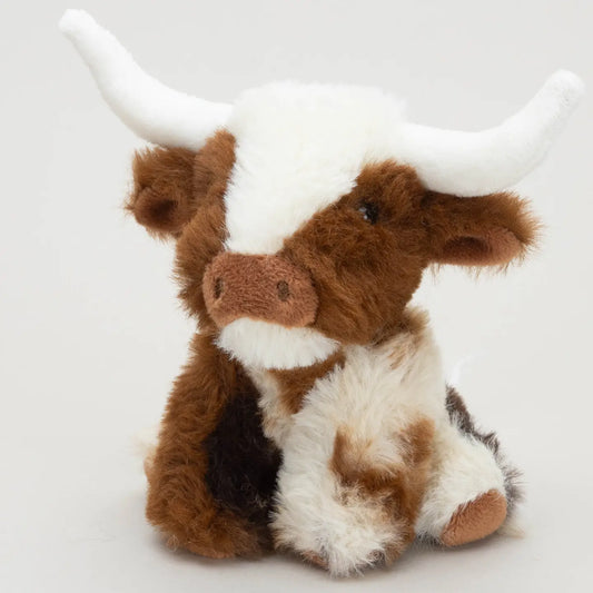 Texas Longhorn Highland Cream Brown Mini Soft Toy Cow
