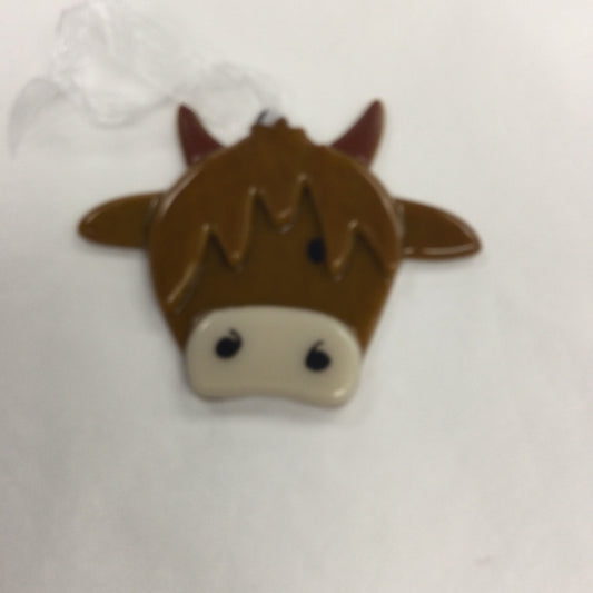 Fused Glass Highland Cow Hanging