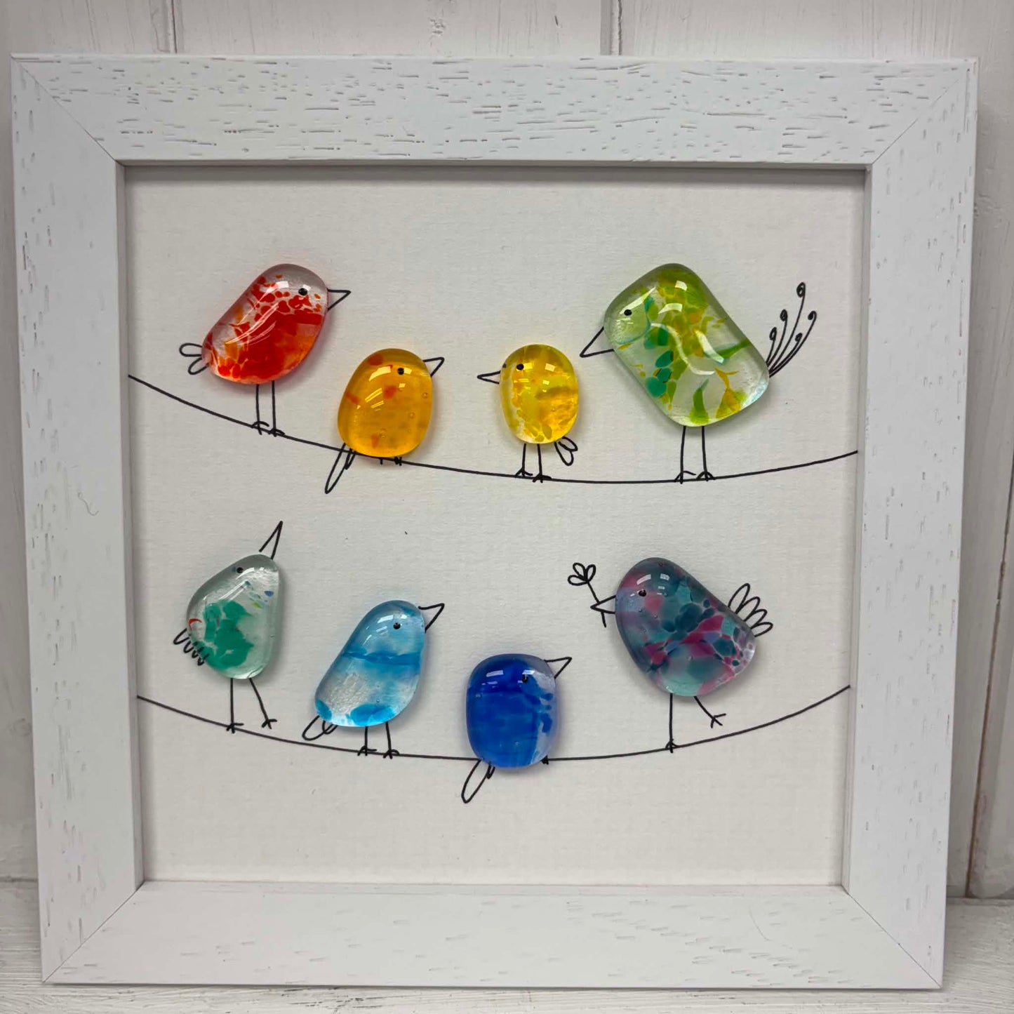 Fused Glass Art: BIRDS 0N A LINE