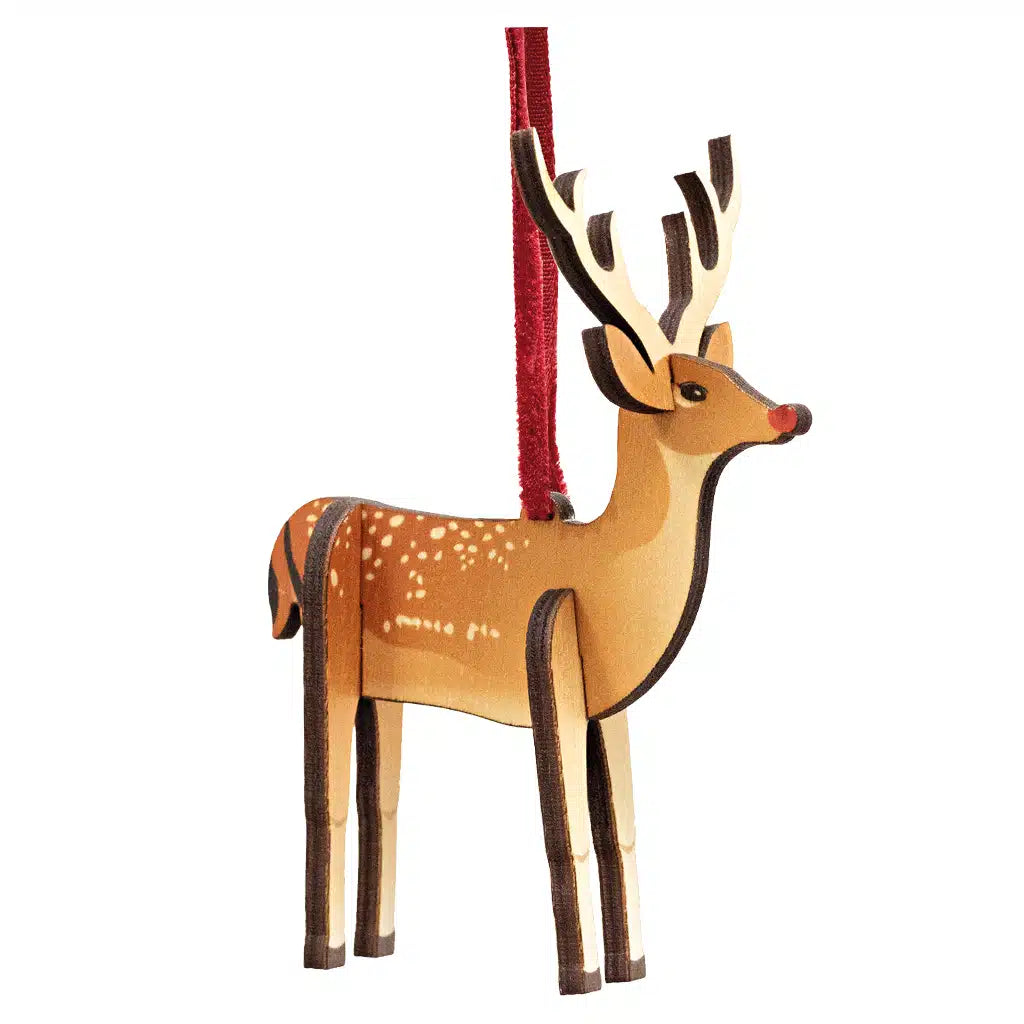 3D Hanging Fawn Decoration with red nose