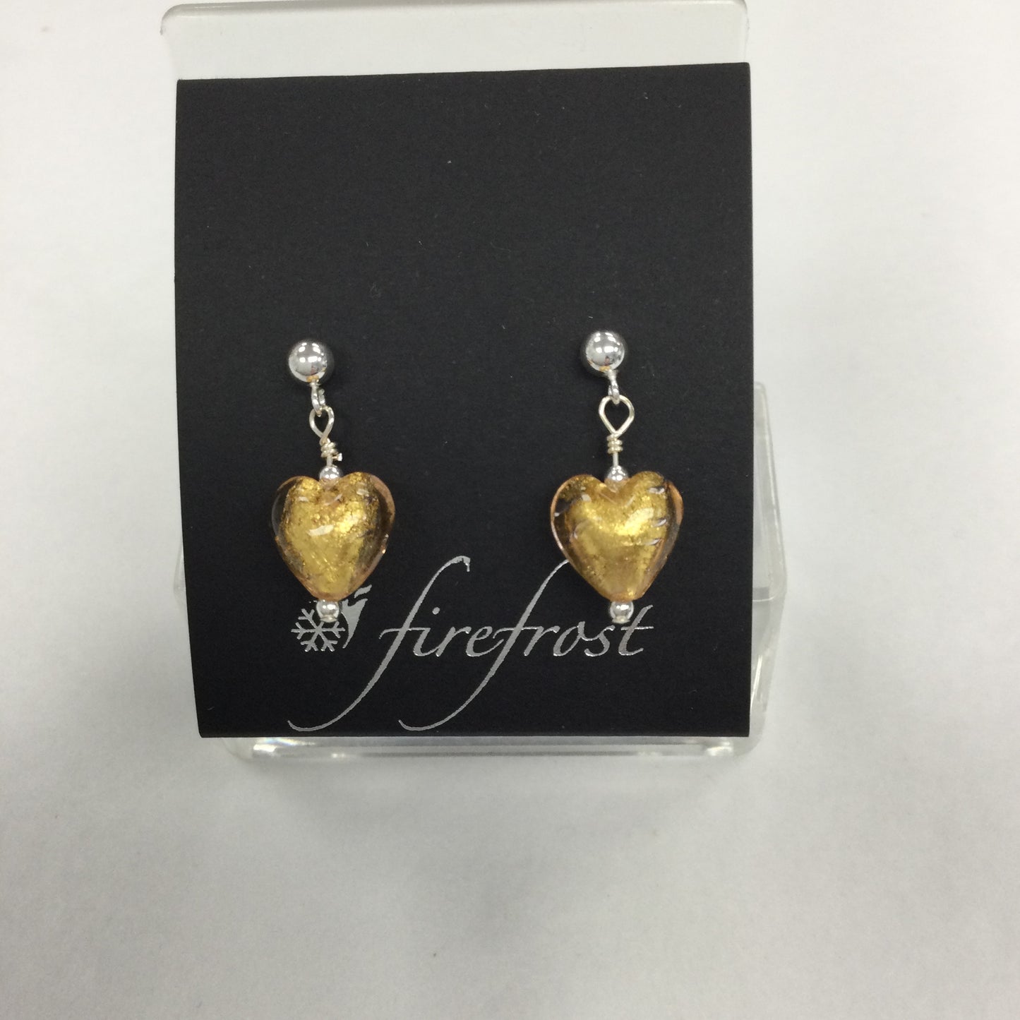 Silver, Murano Glass Heart Earrings
