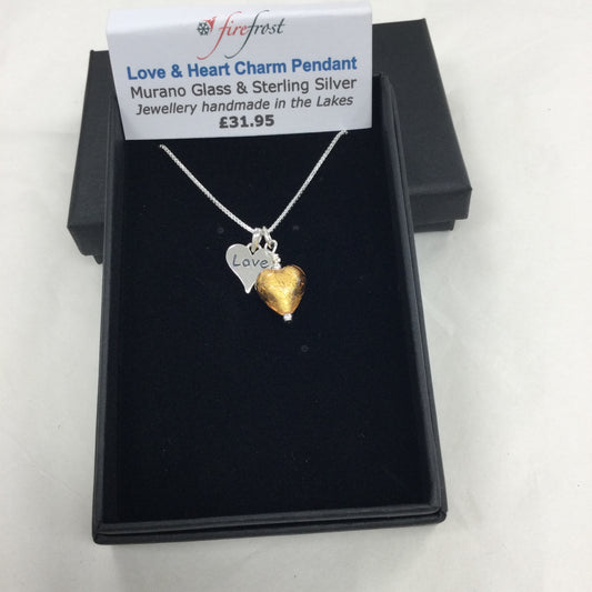 Love and Heart Charm Pendant