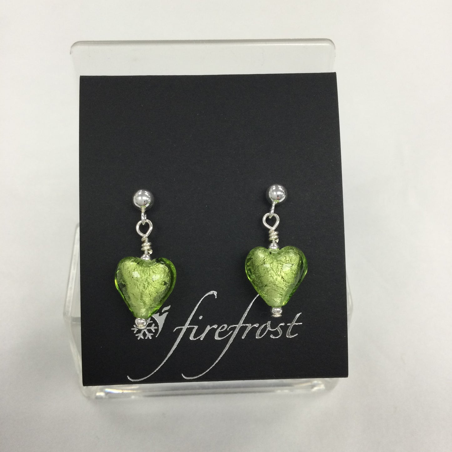Silver, Murano Glass Heart Earrings