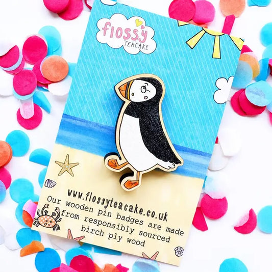 Puffin Wooden Pin Badge
