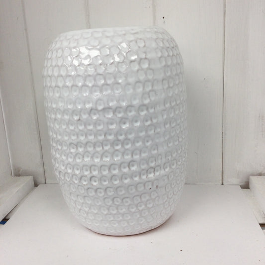 White ribbed vase