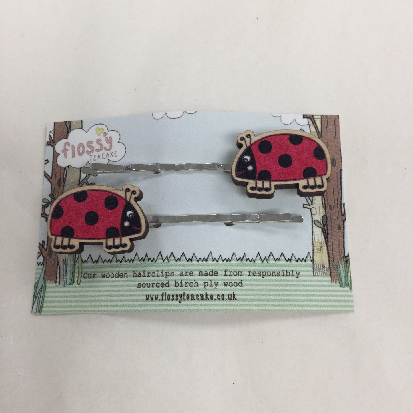 Ladybird Wooden Hairclips