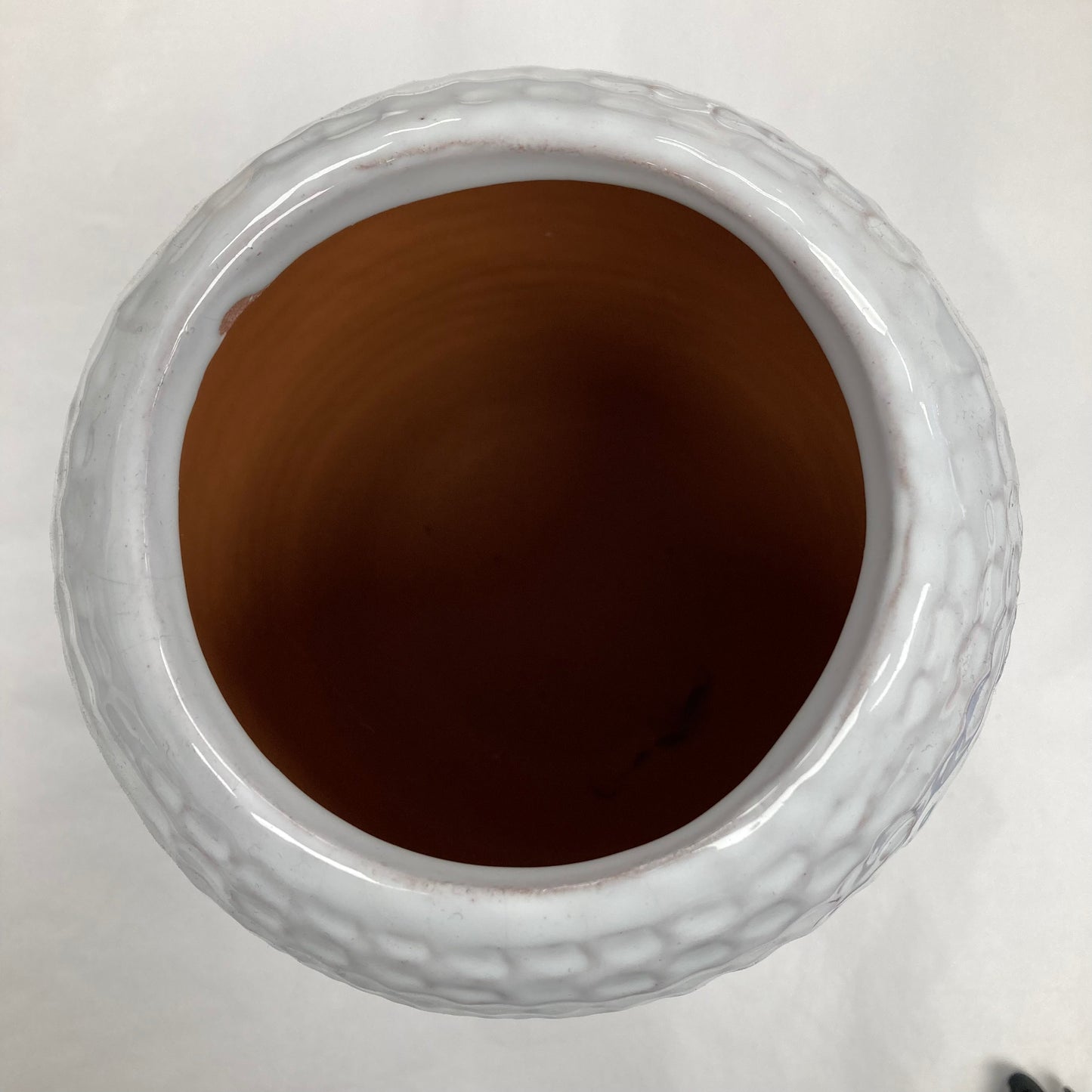 White ribbed vase