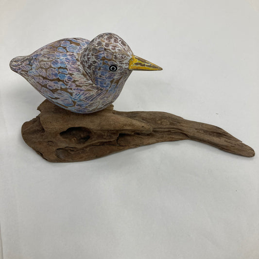 Oiseau abstrait peint sur racine