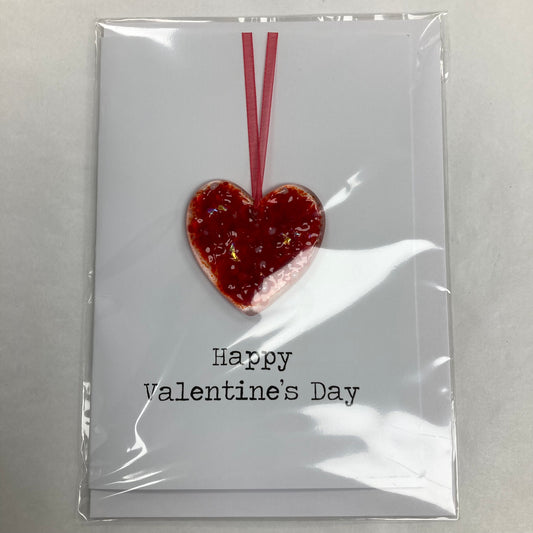 Fused Glass Heart Hanging Valentines Card