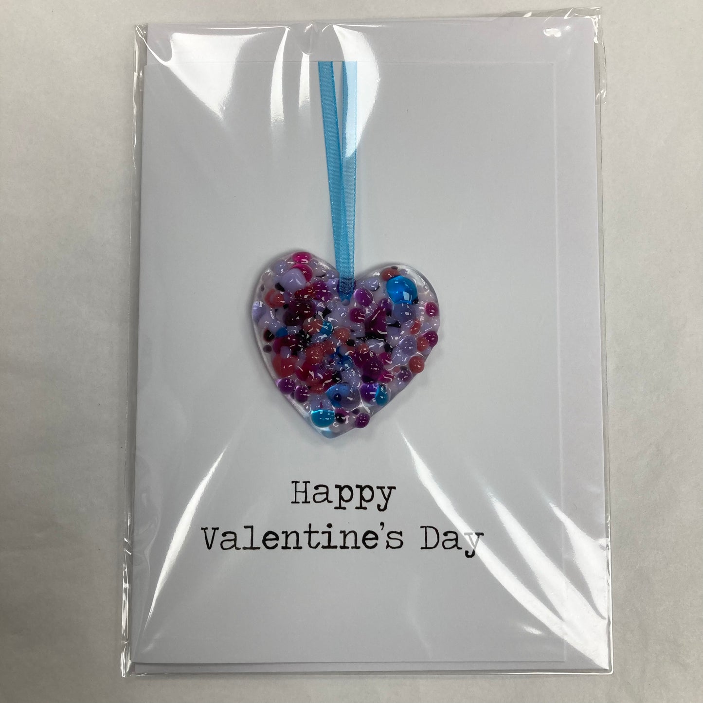 Fused Glass Heart Hanging Valentines Card
