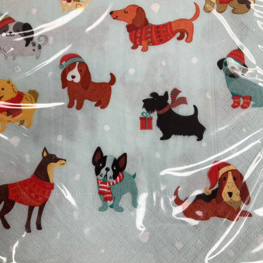 Merry Dogs Christmas Napkins 33cm