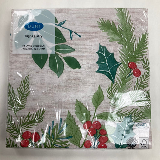 Winter Greenery Napkins 33cm
