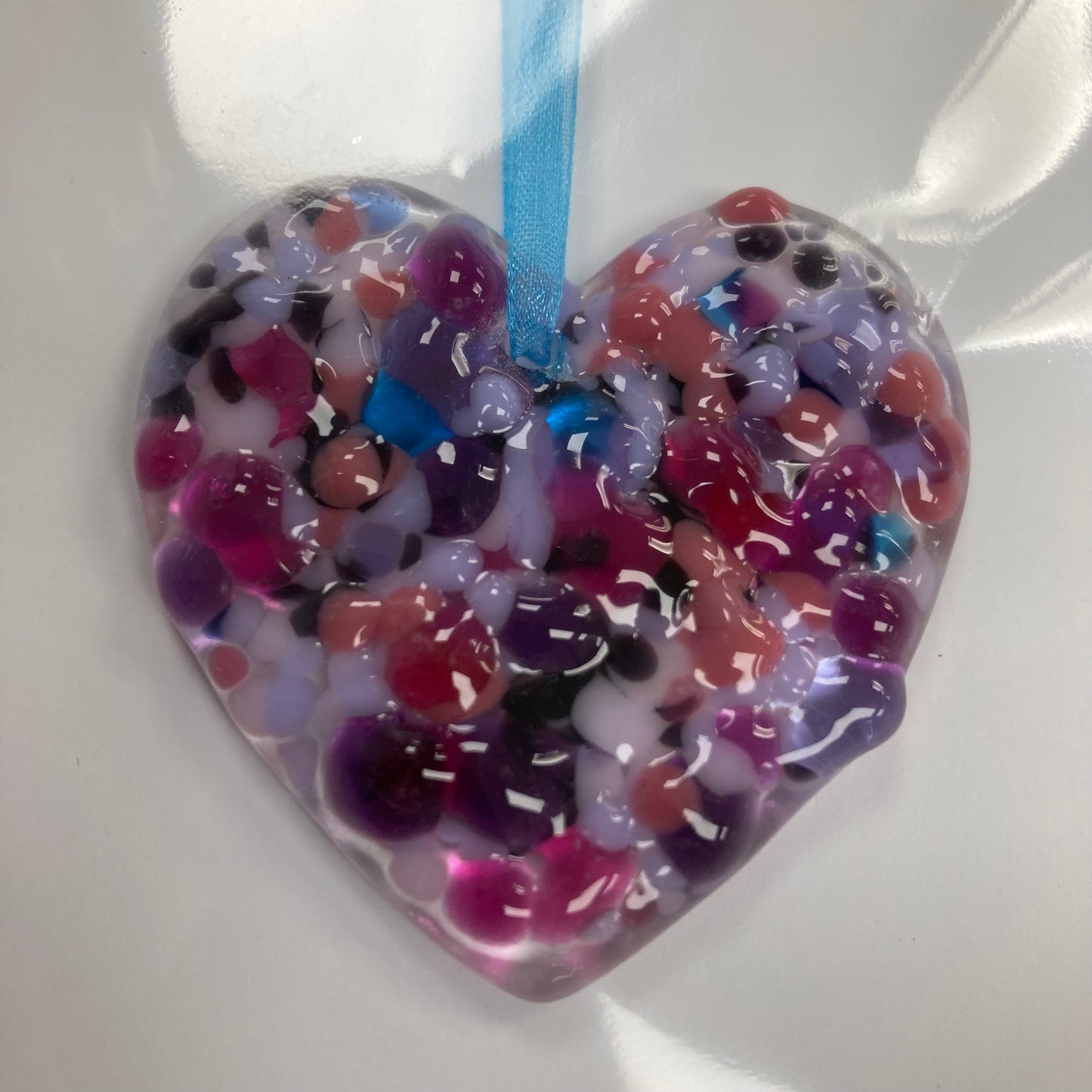Fused Glass Heart Hanging Valentines Card