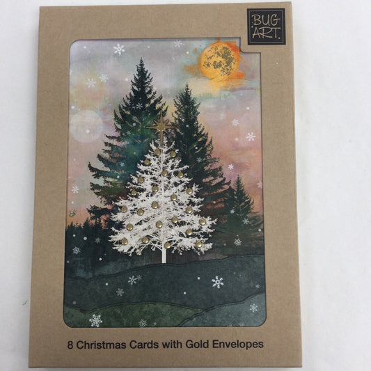 White Fir Tree Box of Christmas Cards