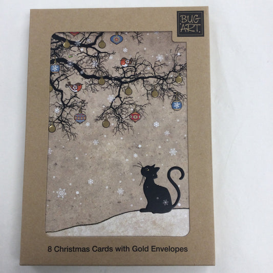 Cat and Robins Box of Christmas Cards