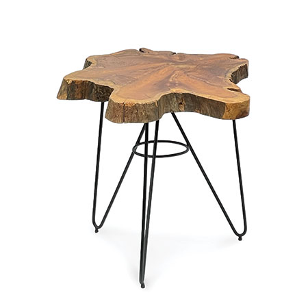 Root Industrial Mushroom Side Table with metal legs