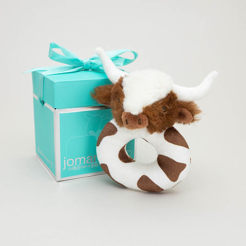 Texas Longhorn Highland Brown Cow Plush Rattle