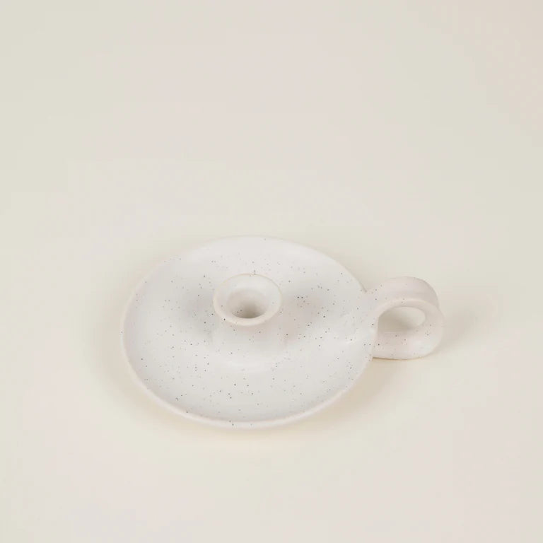 White Speckle Candle Holder