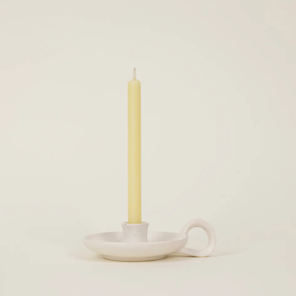 White Speckle Candle Holder