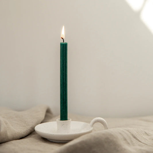 White Speckle Candle Holder