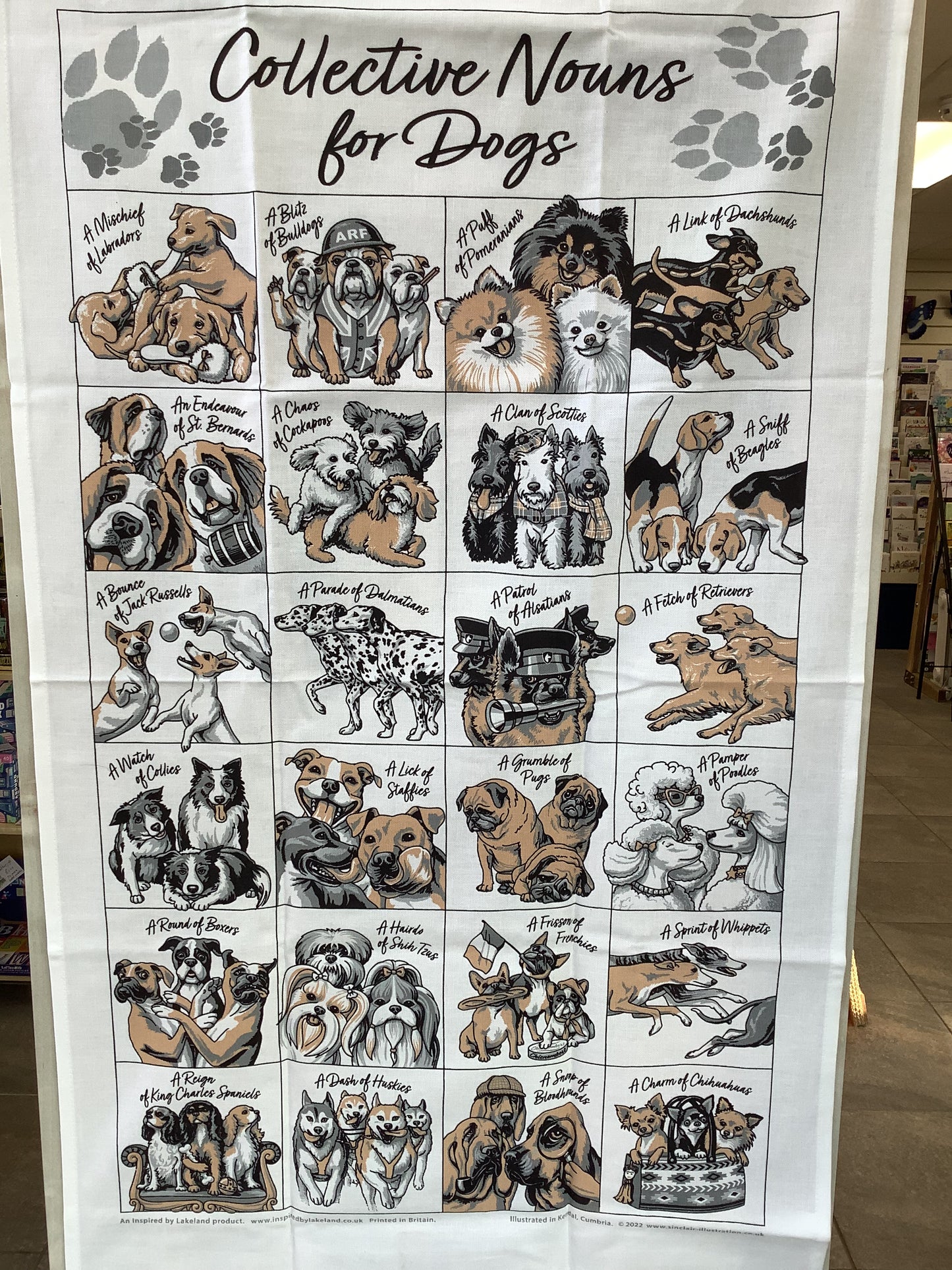Collective Nouns for Dogs Tea-Towel