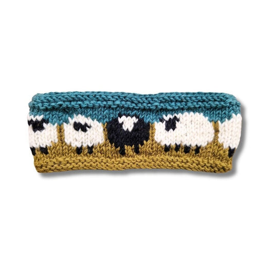 Sheep Headband (100% Handknitted Wool) Khaki