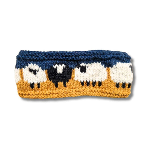 Sheep Headband (100% Handknitted Wool) Mustard
