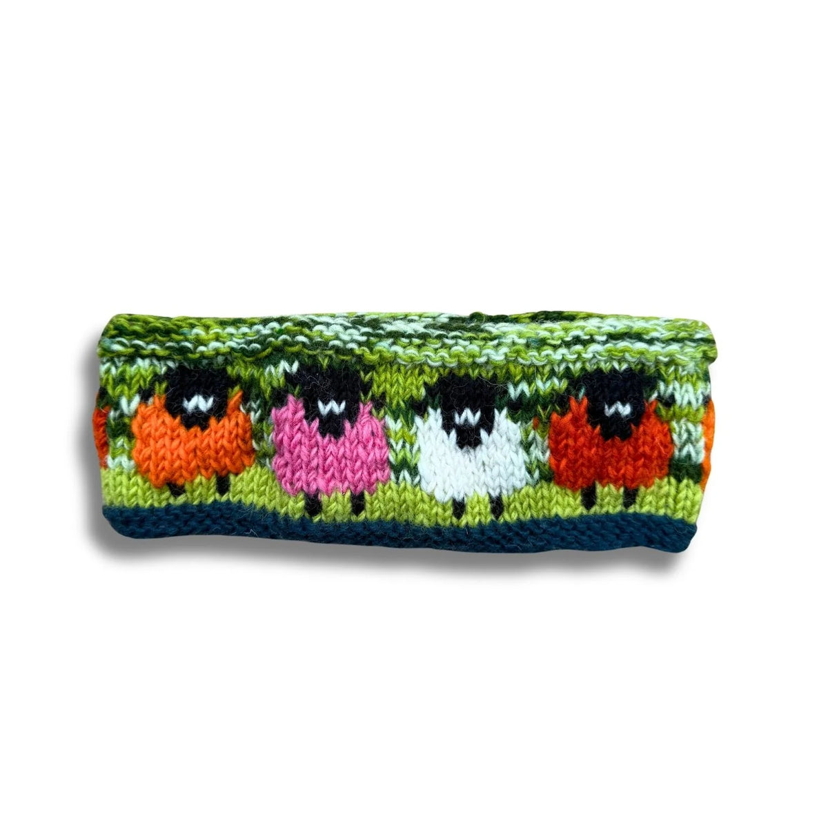 Teal and Green Sheep Headband (100% Handknitted Wool)