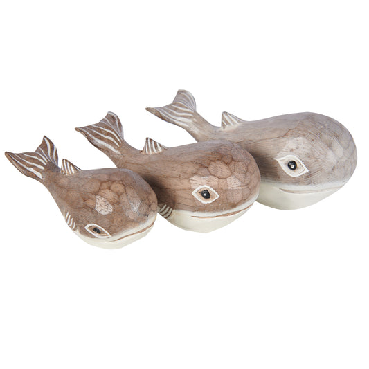 Set of 3 Wooden Whales