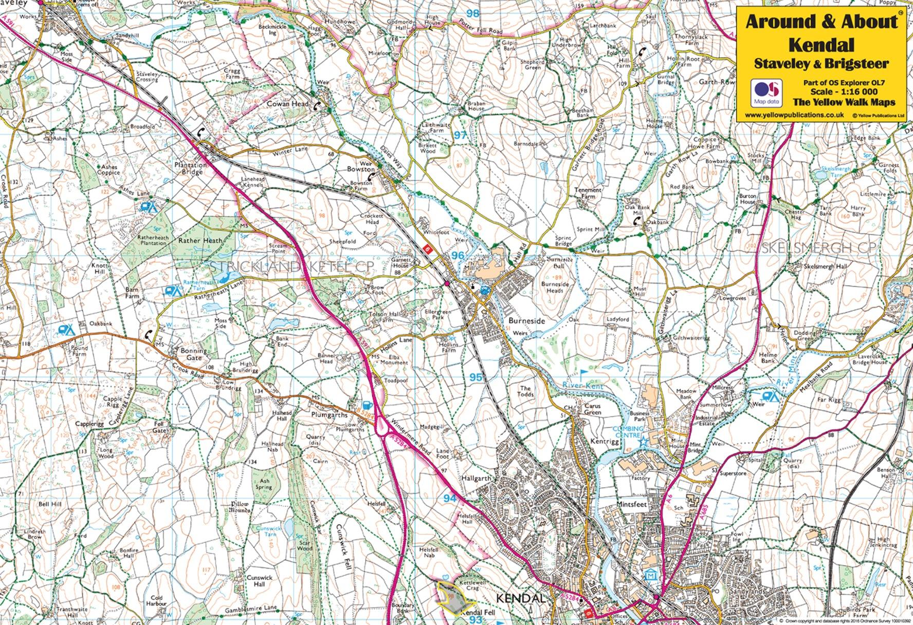 Around and About Kendal, Staveley and Brigsteer Walking Map - The Coast Office