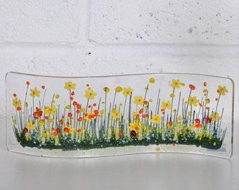 Daffodil Fused Glass Flower Waves - The Coast Office