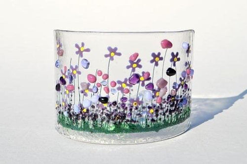 Violet Fused Glass Flower Curve - The Coast Office