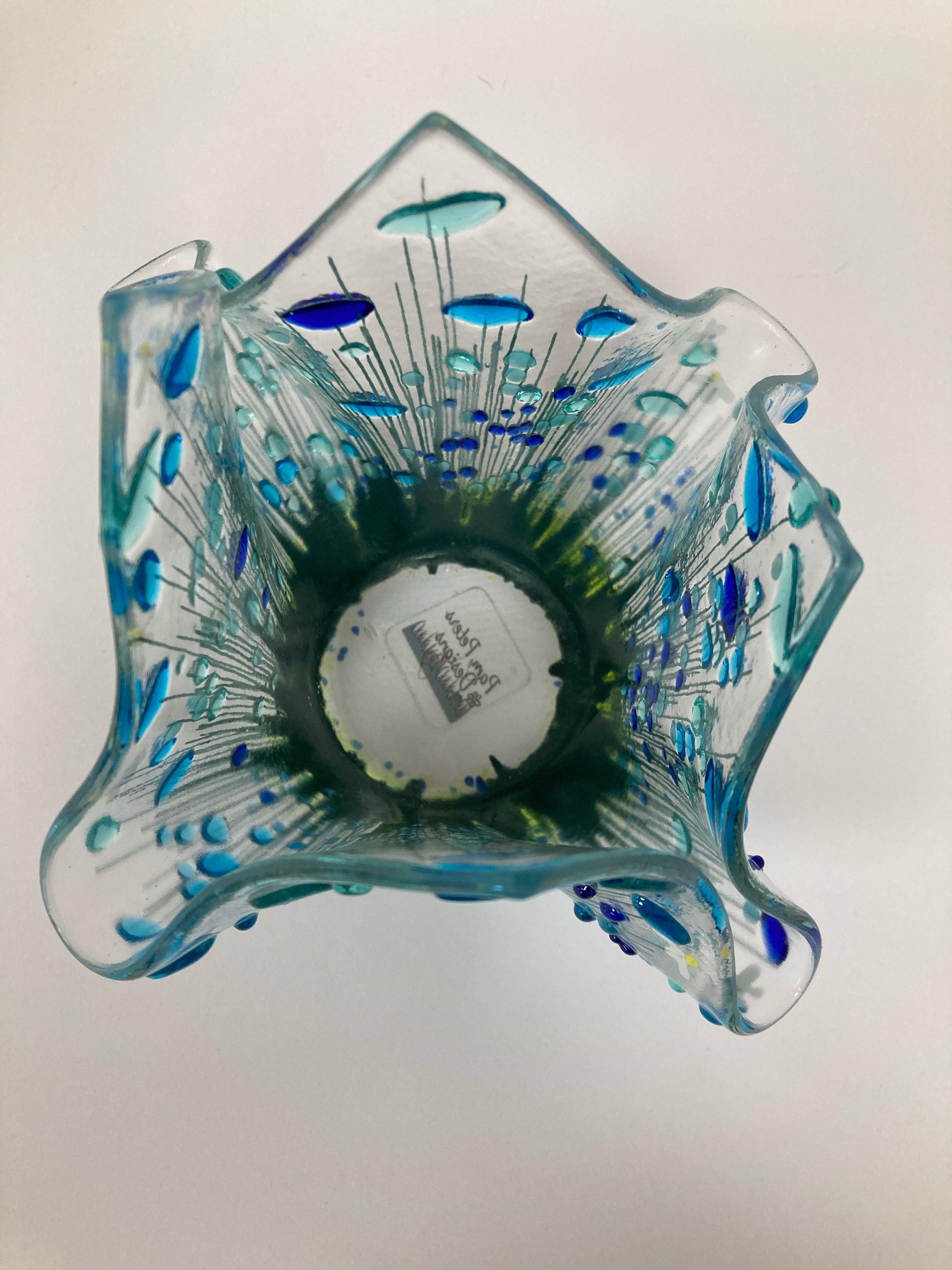 Cornflower Fused Glass Tea light Vases by Pam Peters - The Coast Office