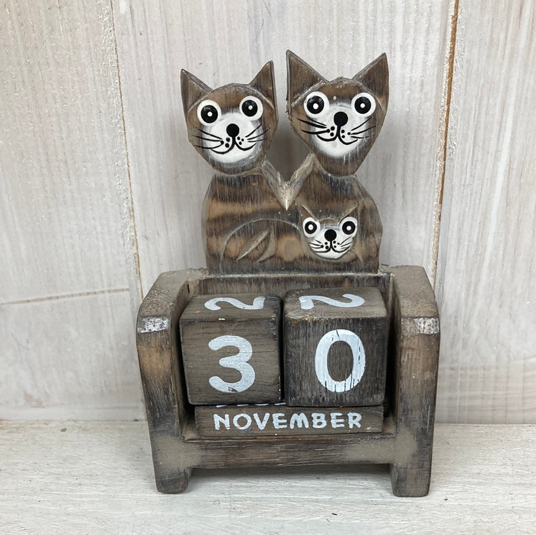 Cat Family Miniature Perpetual Calendar
