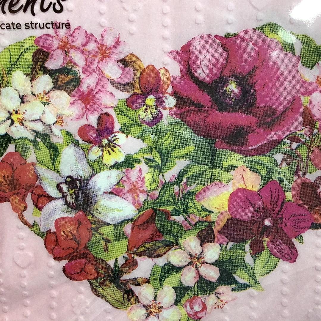 Flower Heart 33cm Napkins - The Coast Office