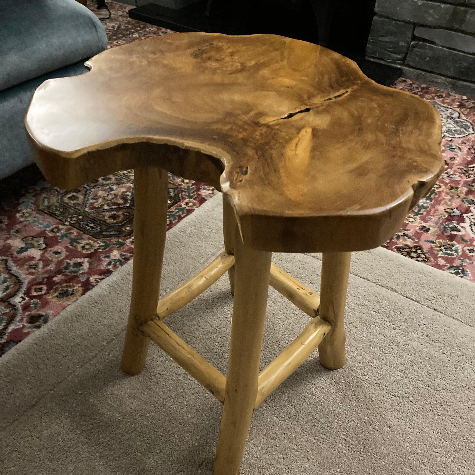 Handcarved Wooden Stools / Table - The Coast Office
