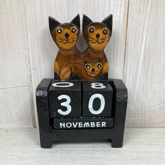 Cat Family Miniature Perpetual Calendar